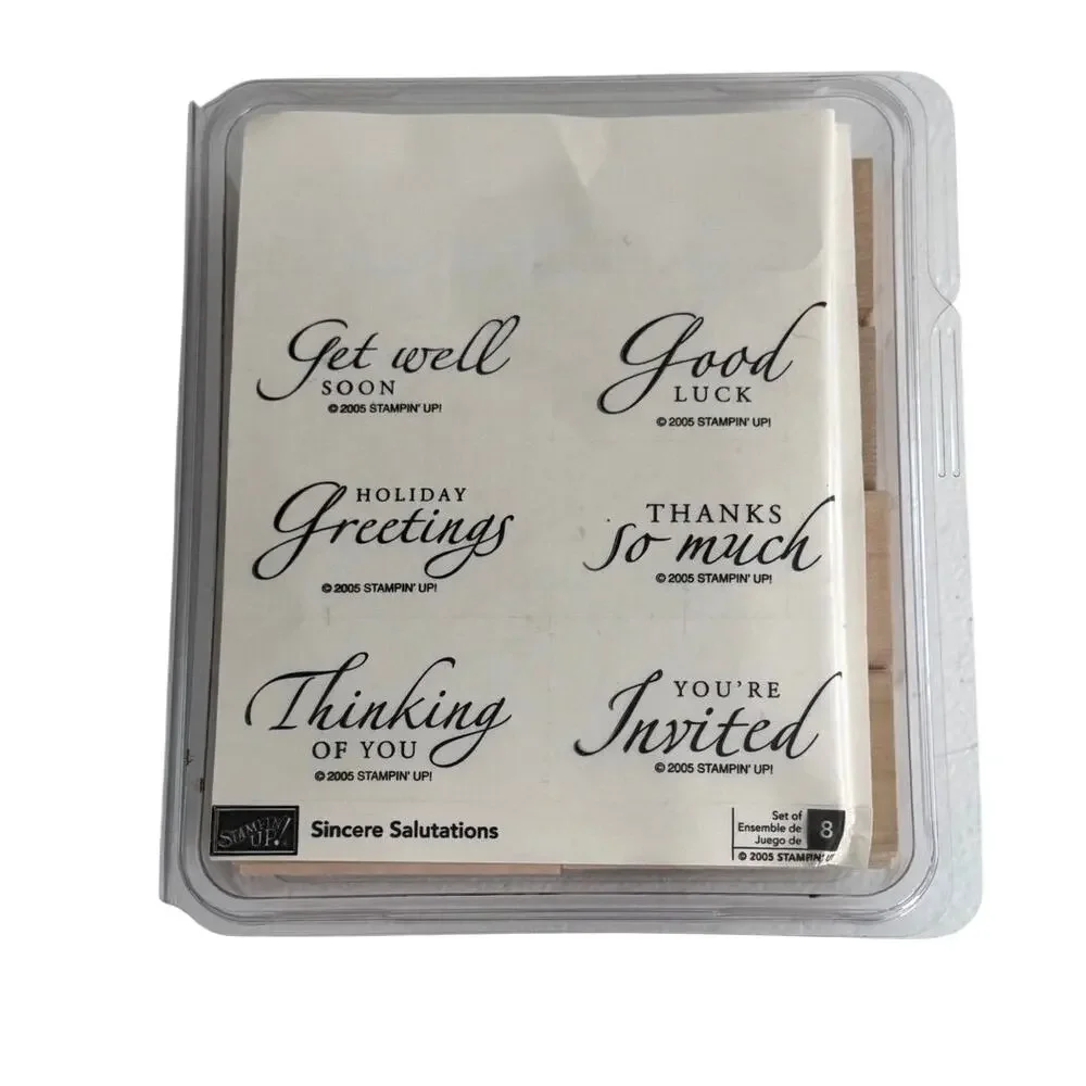 Stampin’ up set of 8 wooden stamps sincere salutations